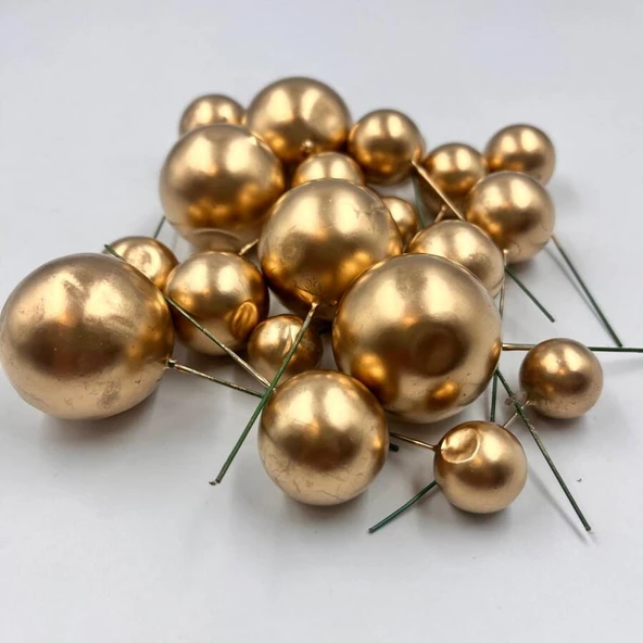 Pasta Üstü Dekorasyon Topları Gold 20 Adet - 3