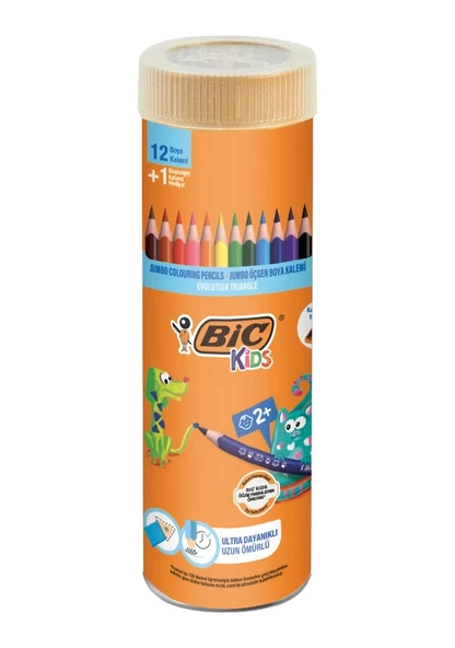 Bic 12+1 Jumbo Üçgen Metal Tüp Kuru Boya