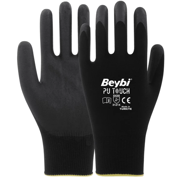 Beybi TOUCH PU Poliüretan Kaplı Polyester Eldiven NO:8