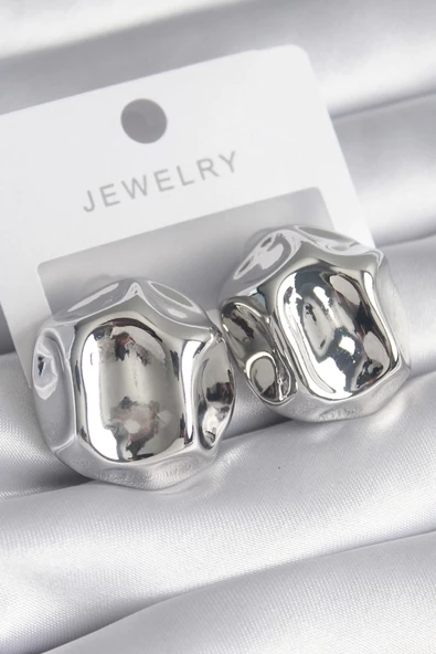 Pirinç Gümüş Renk İşlemeli Top Model Kadın Küpe ürün görseli 1