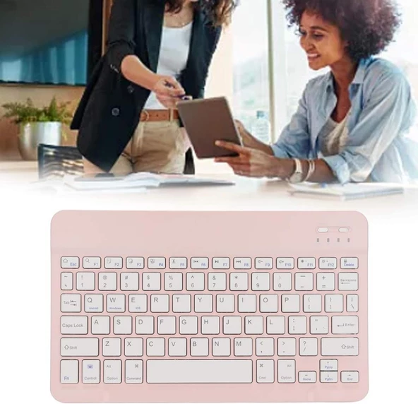 Hometech Alfa 10BT Business 10.4" Uyumlu Kablosuz Bluetooth Şarj Edlebilir Türkçe Q Klavye - Pembe - 3