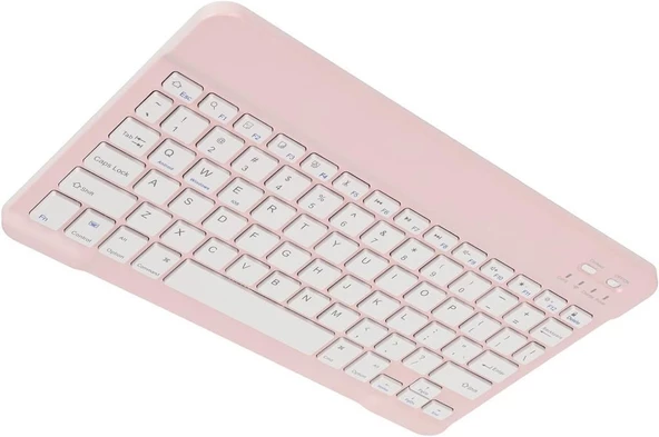 General Mobile E-Tab 10 10.1" Uyumlu Kablosuz Bluetooth Şarj Edlebilir Türkçe Q Klavye - Pembe