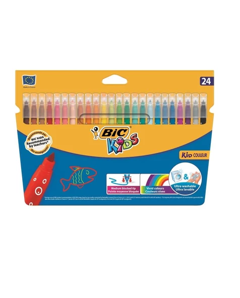 Bic Kids Couleur Ultra Yıkanabilir Keçeli Boya Kalemi 24 Renk