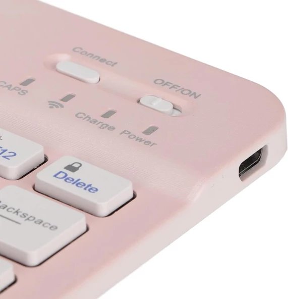 Hegitech X30 10.1" Uyumlu Kablosuz Bluetooth Şarj Edlebilir Türkçe Q Klavye - Pembe - 4