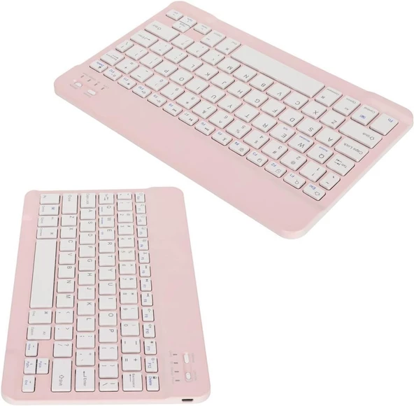 Hegitech X30 10.1" Uyumlu Kablosuz Bluetooth Şarj Edlebilir Türkçe Q Klavye - Pembe - 7