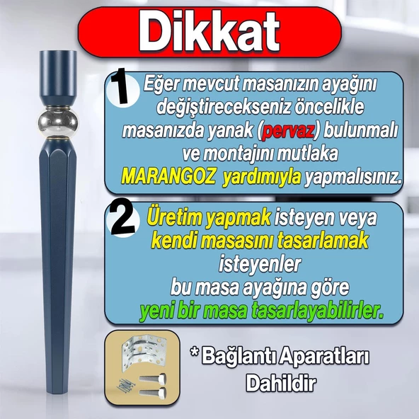 4 Adet Elips Masa Dresuar Ayağı 75 cm Plastik Antrasit Ayak Mutfak Yemek Masası Mobilya Ayakları - Resim 2