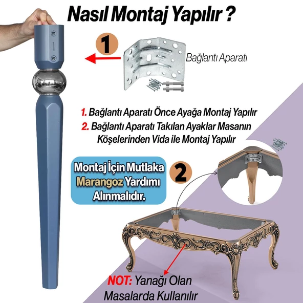 4 Adet Elips Masa Dresuar Ayağı 75 cm Plastik Antrasit Ayak Mutfak Yemek Masası Mobilya Ayakları - Resim 5