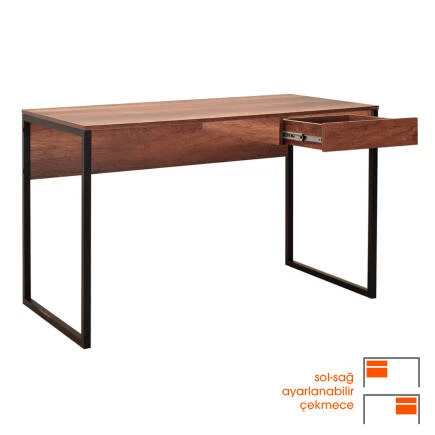 Tek Çekmeceli Bilgisayar Masası-Koyu Ceviz 120x75x60 cm - 2