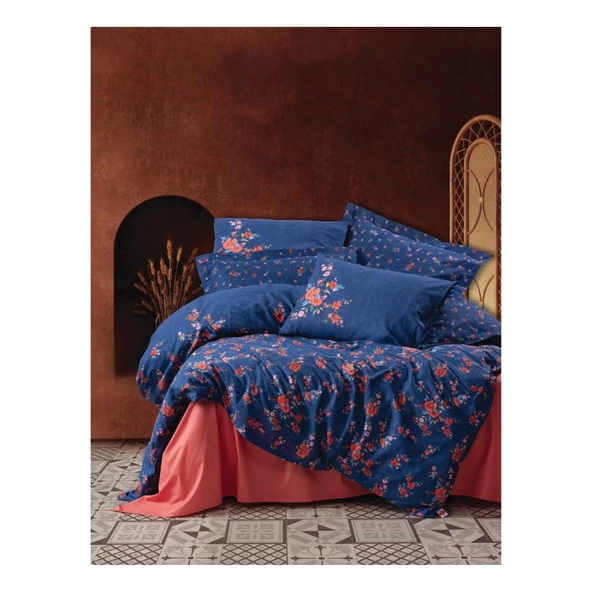 Cotton Box Feminen Çift Kişilik Nevresim Takımı Emery Lacivert