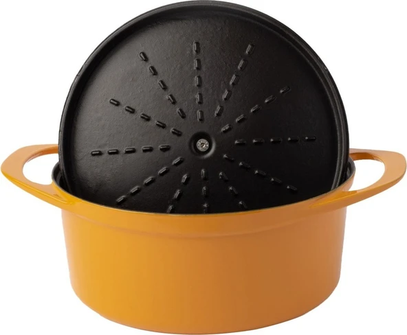 POT ART Fonksiyonel Kapaklı Sarı Derin Döküm Tencere 24 cm - 2