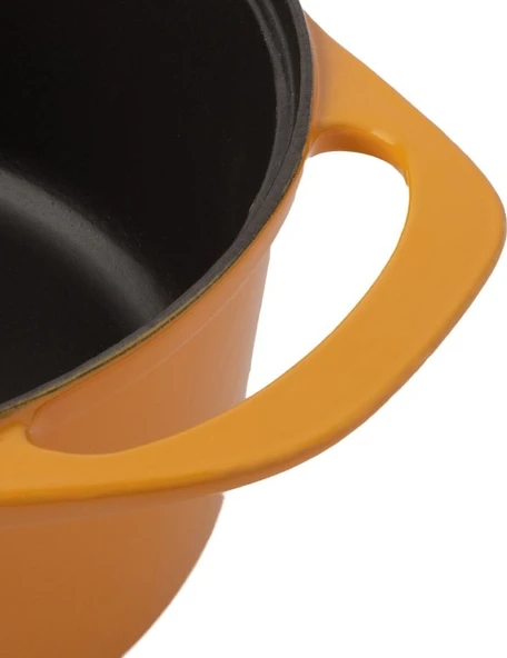 POT ART Fonksiyonel Kapaklı Sarı Derin Döküm Tencere 24 cm - 6