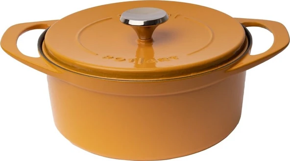 POT ART Fonksiyonel Kapaklı Sarı Derin Döküm Tencere 24 cm - 5