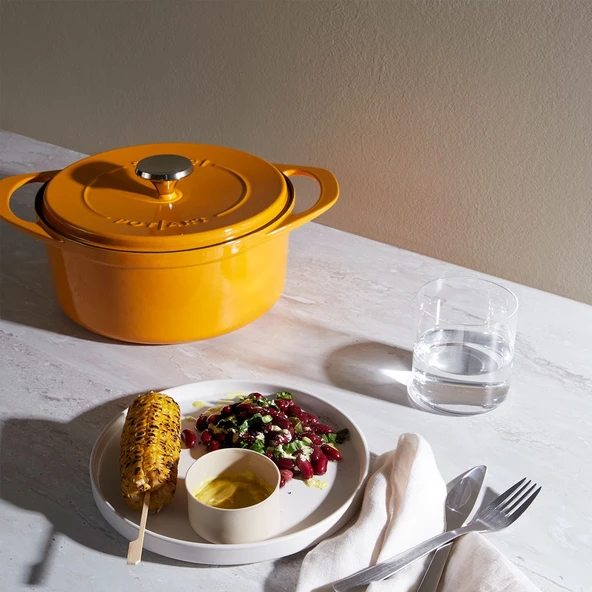 POT ART Fonksiyonel Kapaklı Sarı Derin Döküm Tencere 24 cm - 3