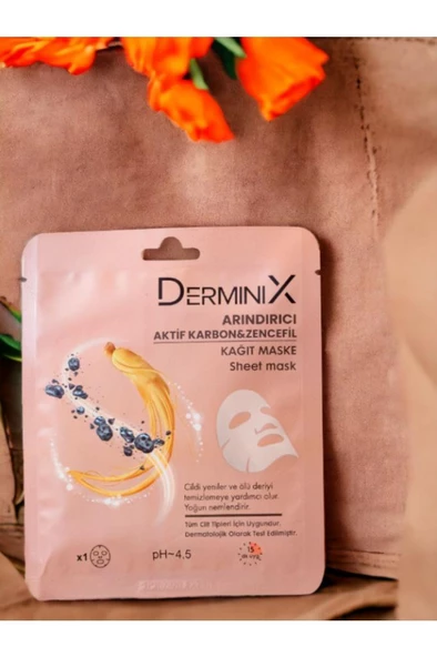 derminix Arındırıcı Aktif Karbon Ve Zencefil Içeren Yüz Kağıt Maskesi - 4