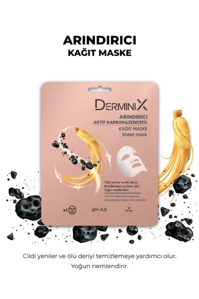 derminix Arındırıcı Aktif Karbon Ve Zencefil Içeren Yüz Kağıt Maskesi - 2