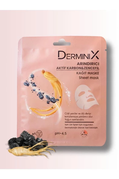 derminix Arındırıcı Aktif Karbon Ve Zencefil Içeren Yüz Kağıt Maskesi - 3