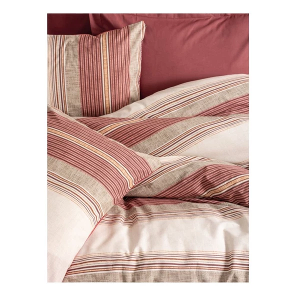 Cotton Box Line Rnf Çift Kişilik Nevresim Takımı Kenway Bordo - 2