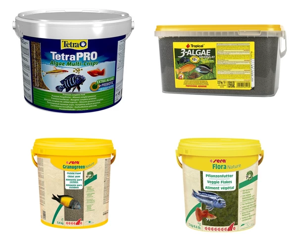 Tropheus(Otçul) Ciklet Kovadan Bölme Extra Premium Balık Yem Seti