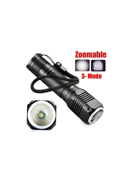 F.B.I F-82 T6 Led Zoomlu 2000 LM Yüksek Işık Şarjlı El Feneri - Resim 3