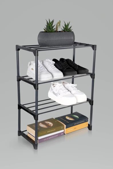 Metal Çok Amaçlı Raf Ayakkabılık Kitaplık Çiçeklik 4 Katlı Organizer