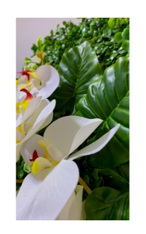 Yapay Islak Doku Beyaz Orkideli Yeşil Panel Şimşir 40x60 Sık Doku Renkli Garnitürlü - 4