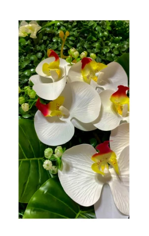 Yapay Islak Doku Beyaz Orkideli Yeşil Panel Şimşir 40x60 Sık Doku Renkli Garnitürlü - 5