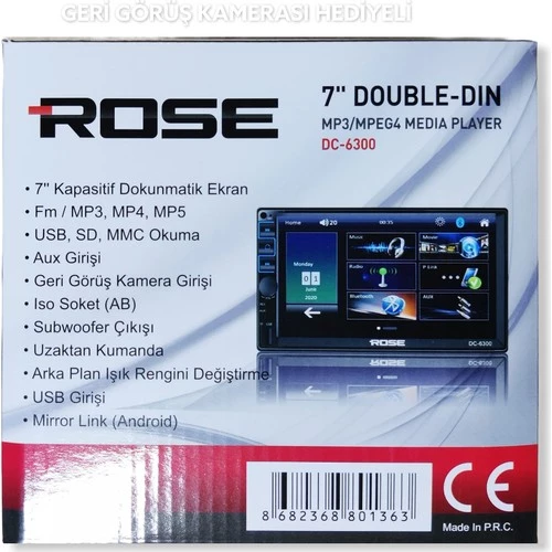 Rose DC-6300 Bt 7 Inç Double Oto USB Sd Bluetooth Teyp - 2