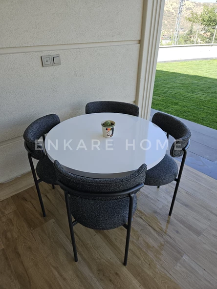 Enkare Elisa Masa Sandalye Takımı Antrasit Kumaş - 4