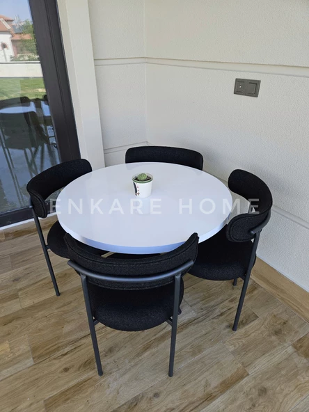 Enkare Elisa Masa Sandalye Takımı Siyah Kumaş - 5