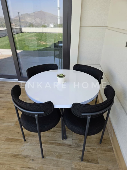 Enkare Elisa Masa Sandalye Takımı Siyah Kumaş - 3