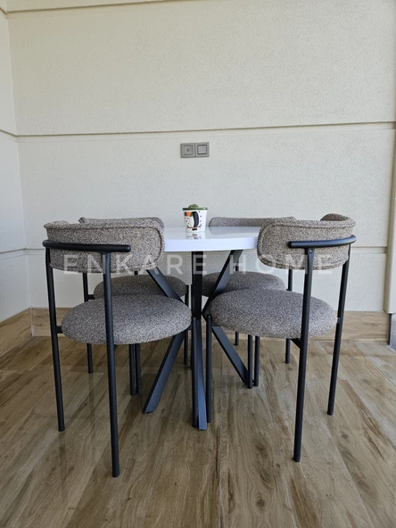 Enkare Elisa Masa Sandalye Takımı Karamel Kumaş - 5