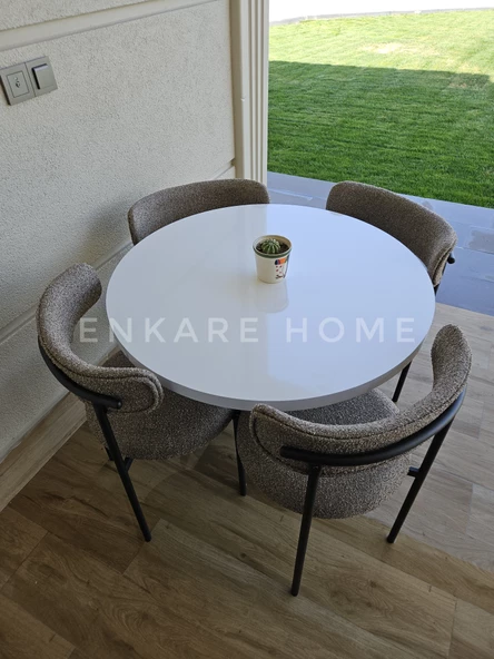 Enkare Elisa Masa Sandalye Takımı Karamel Kumaş - 2