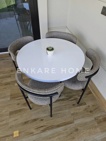 Enkare Elisa Masa Sandalye Takımı Karamel Kumaş - 3