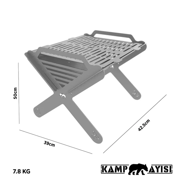 Kamp Ayısı® X-Mangal™: Çelik Mangal Katlanabilir Izgara Çantalı, Taşınabilir, Dayanıklı, Hızlı Kurulum - 3