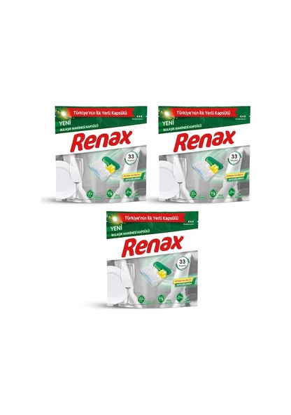 Renax Hepsi Bir Arada Bulaşık Makinesi Deterjanı 3 x 33 Tablet