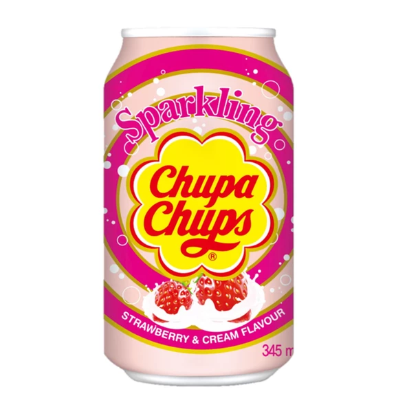 Chupa Chups Sparkling Çilek&Krema Aromalı Gazlı İçecek 345 Ml