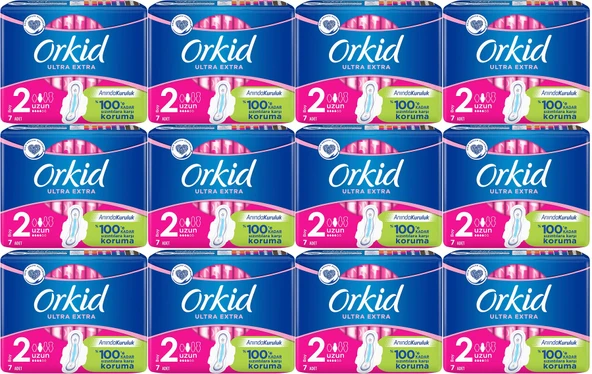 Orkid Hijyenik Ped Ultra Extra Koruma Uzun 84 Adet (12PK*7)
