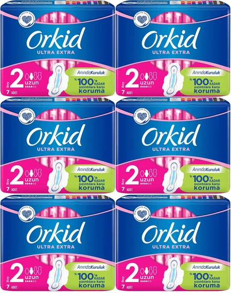 Orkid Hijyenik Ped Ultra Extra Koruma Uzun 42 Adet (6PK*7)