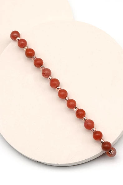 Yemen Akik Doğal Taş Makrome Örme Bileklik Küre Kesim - Resim 2