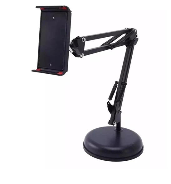 Metal Telefon Tablet Tutucu Zemin Standlı Teleskobik Akrobat 360 Derece Dönme - 7