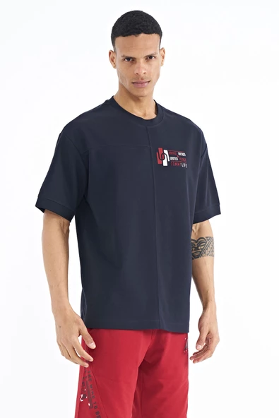 Tommy Life Erkek Lacivert Oversize T-shirt 88197 - Resim 2