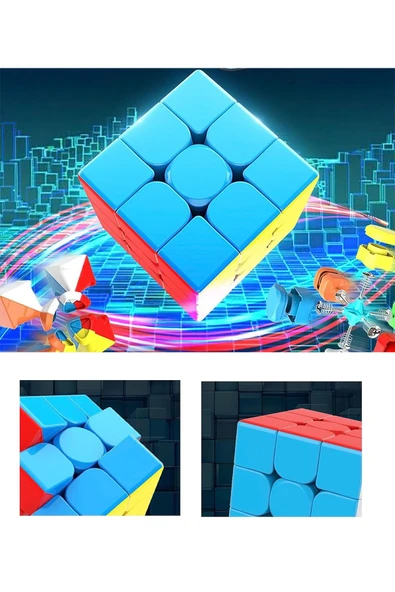 2 adet Speed Cupe Küp Zeka Küpü 3x3 Hız Küpü,Fidget Oyuncak Seyahat Zeka Oyunu Canlı ve Pastel - 4