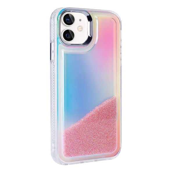 iPhone 11 Kılıf Airbagli Renkli Arka Yüzey Boncuk Tasarımlı Kumul Kapak - 8