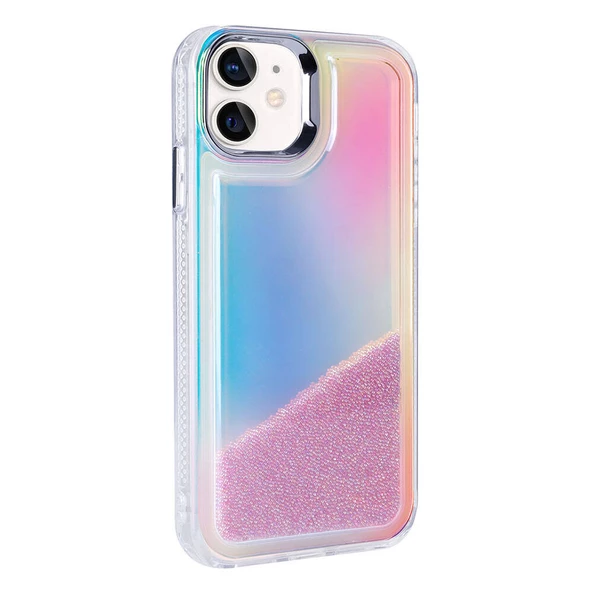 iPhone 11 Kılıf Airbagli Renkli Arka Yüzey Boncuk Tasarımlı Kumul Kapak - 3