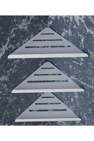 Risingmaber Dekoratif 3'lü Beyaz Köşe Mutfak ve Raf düzenleyici, Şampuan Tutucu, Banyo Düzenleyici - 7