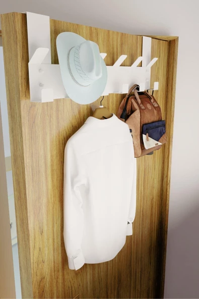 Risingmaber Metal Amerikan Kapı Arkası Beyaz Vidalı Askılık Organizer Askılık ve Banyo Kapı Arkası Vidalı Askılık - 4
