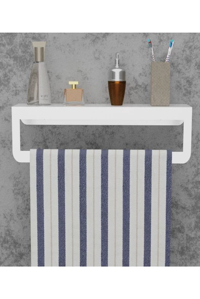 Risingmaber Beyaz Havlu Tutacağı Raf Metal Havlu Askısı Mutfak Banyo Raflı Havluluk Metal Raflı Havluluk