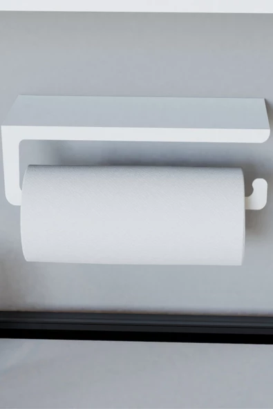 Risingmaber Dekoratif Beyaz Metal Baharatlık Raflı Havluluk&Havlu Tutucu&Kağıt Havluluk - 5