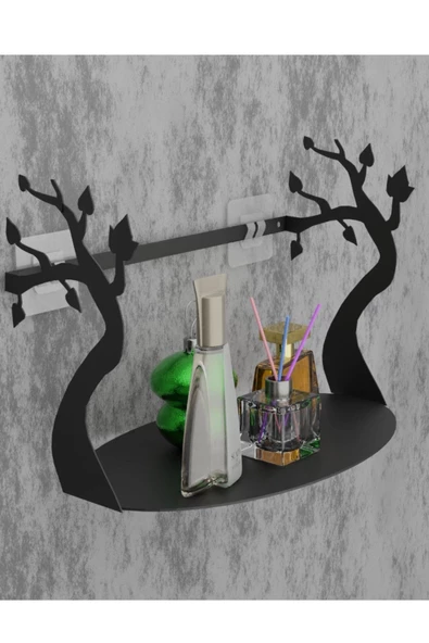 Risingmaber Yapışkanlı Siyah Yaprak Desenli Banyo Düzenleyici, Mutfak Düzenleyici, Banyo Organizer 3M Yapışkanlı Tasarım MT85S - Resim 4