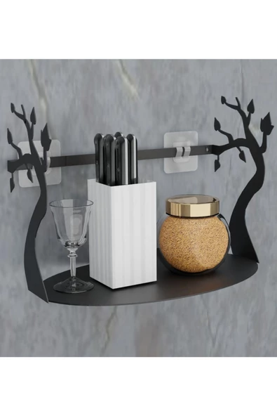 Risingmaber Yapışkanlı Siyah Yaprak Desenli Banyo Düzenleyici, Mutfak Düzenleyici, Banyo Organizer 3M Yapışkanlı Tasarım MT85S - Resim 5